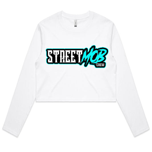 SM 2.0 Aqua - Women's Long Sleeve Crop Tee