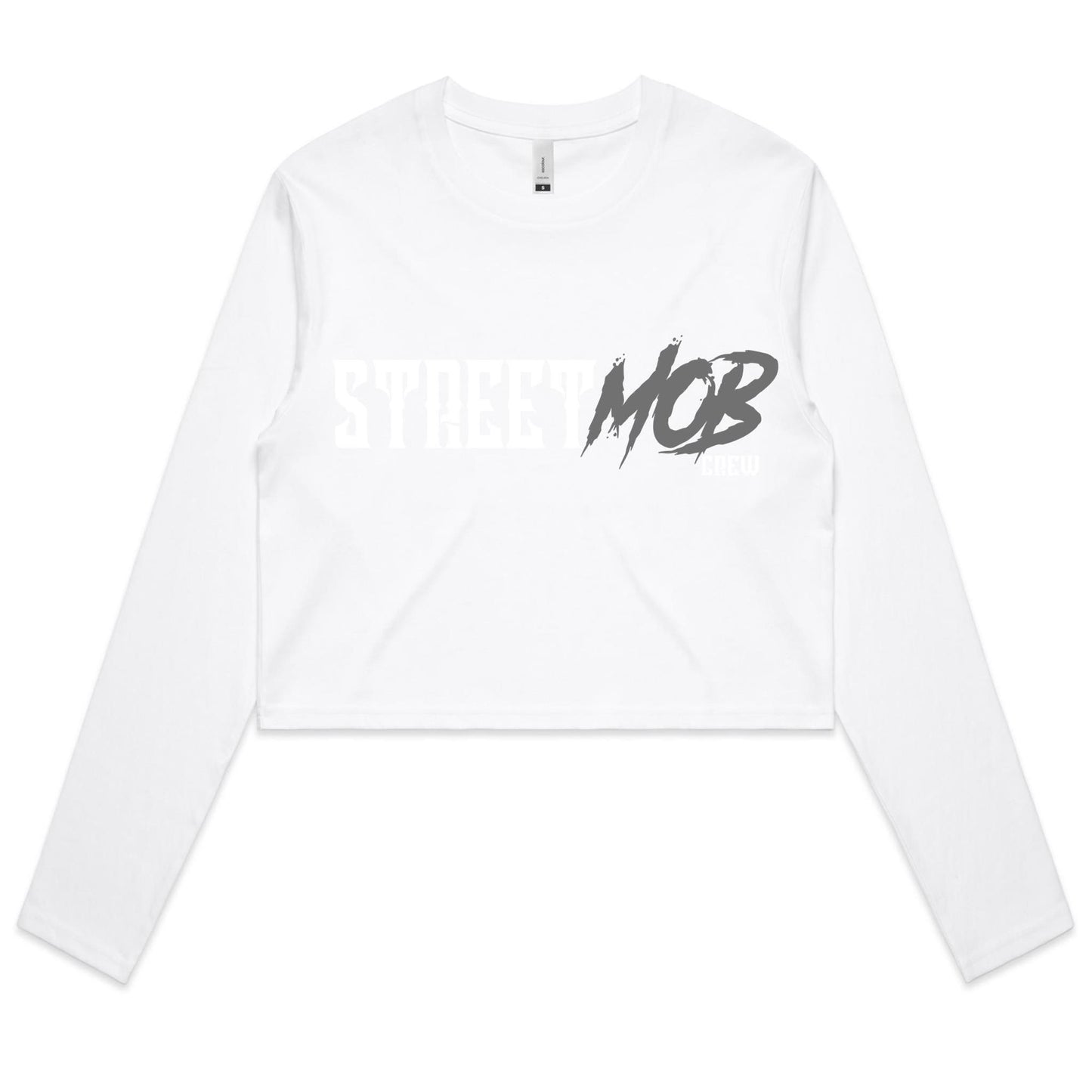 SM 2.0 Grey/White - Women's Long Sleeve Crop Tee