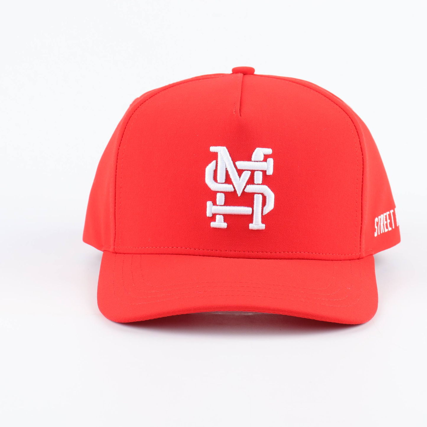 Full Red Deep Fit A-Frame Hat with White Logo